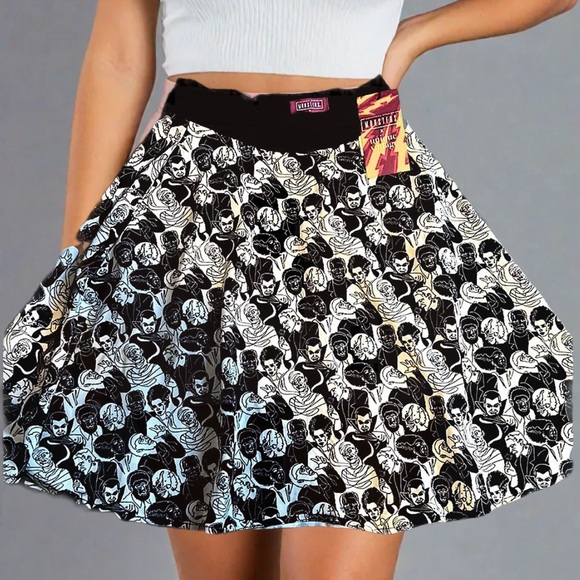 Monsters skirt XS/2 NWT Dracula, Werewolf, Frankenstein - Picture 6 of 6